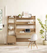 Bixby Oak 2-Piece Wood Office Desk and Bookshelf - 18.5x69.5"