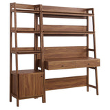 Bixby Walnut 2-Piece Wood Office Desk and Bookshelf - 18.5x69.5"