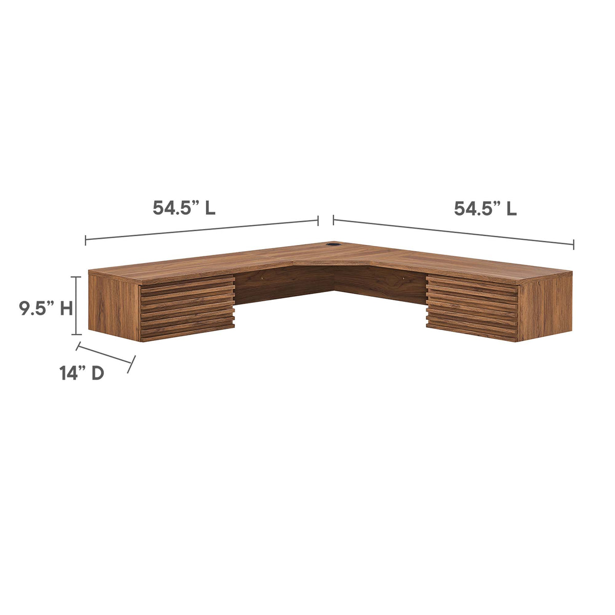 Render Walnut Wall Mount Corner Office Desk