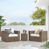 Convene Cappuccino/White 3-Piece Outdoor Patio Furniture Set