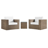 Convene Cappuccino/White 3-Piece Outdoor Patio Furniture Set