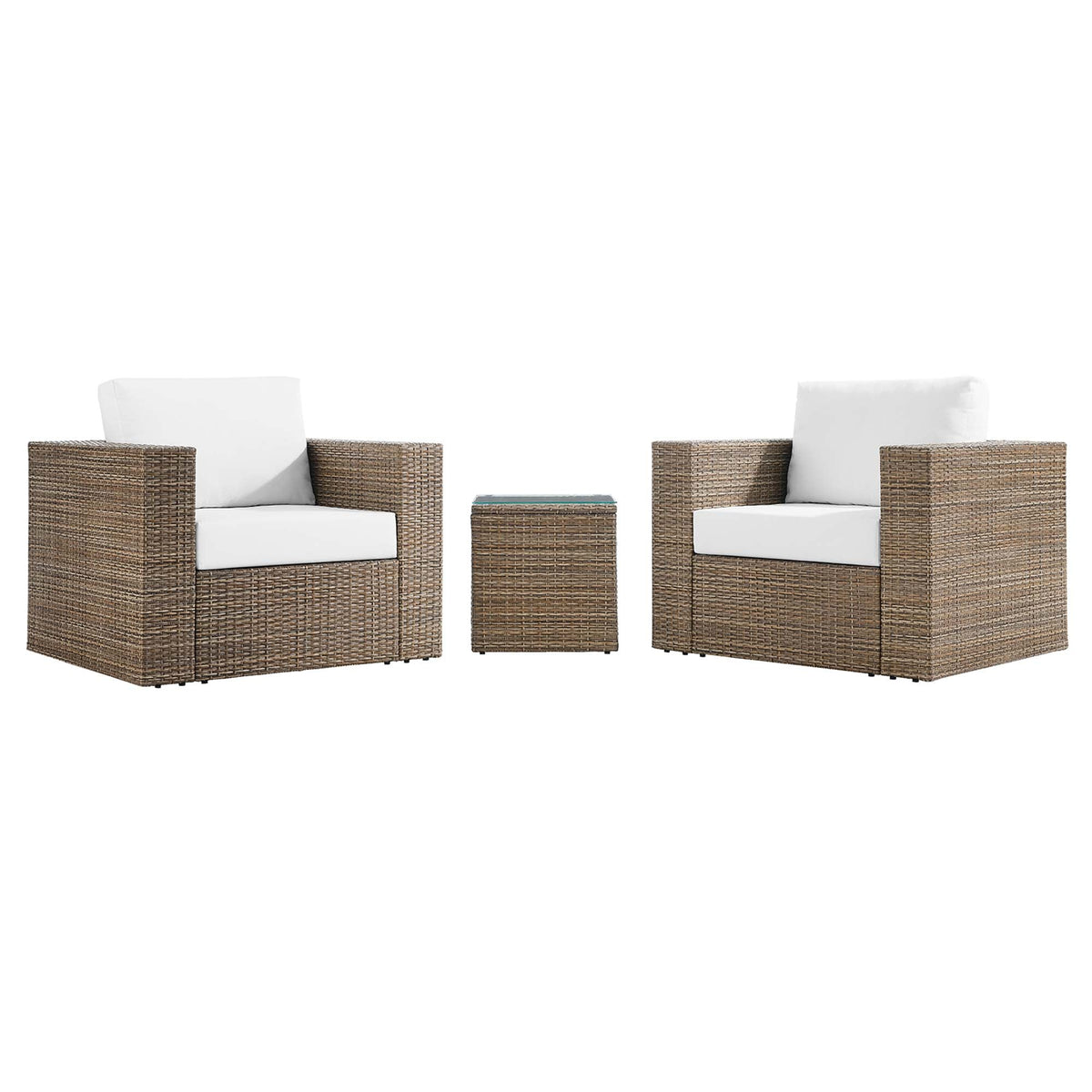 Convene Cappuccino/White 3-Piece Outdoor Patio Furniture Set