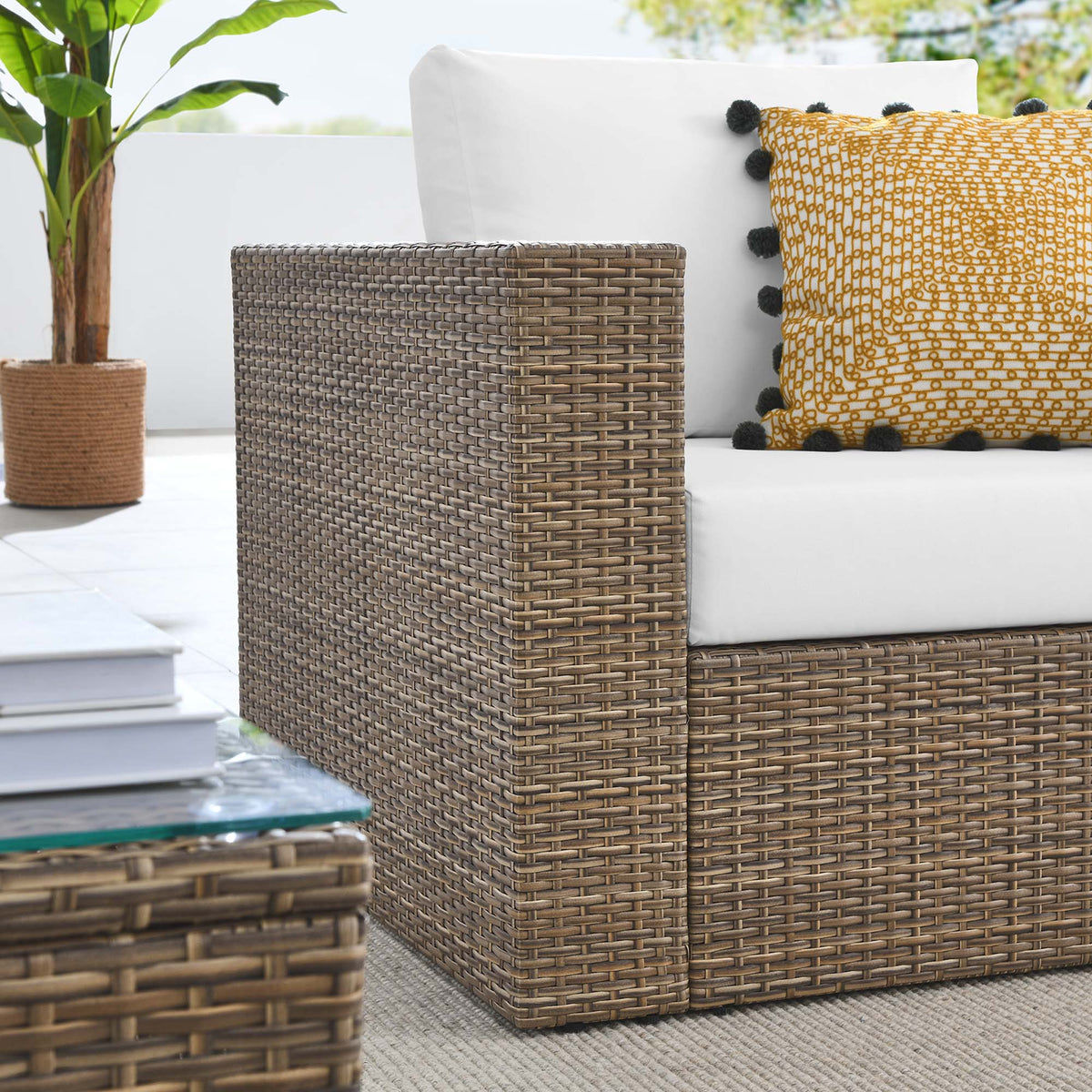 Convene Cappuccino/White 3-Piece Outdoor Patio Furniture Set