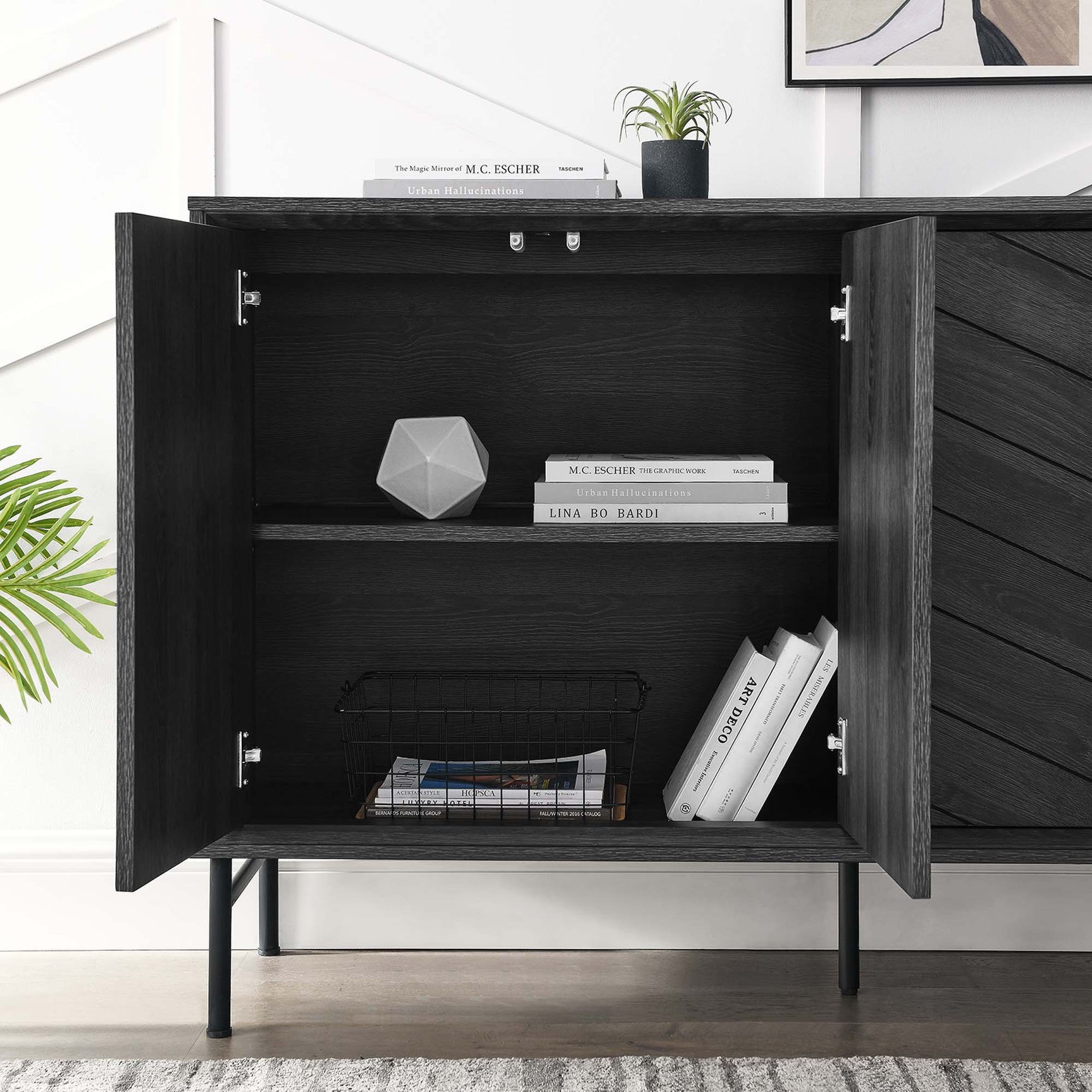 Harper Black Chevron Sideboard