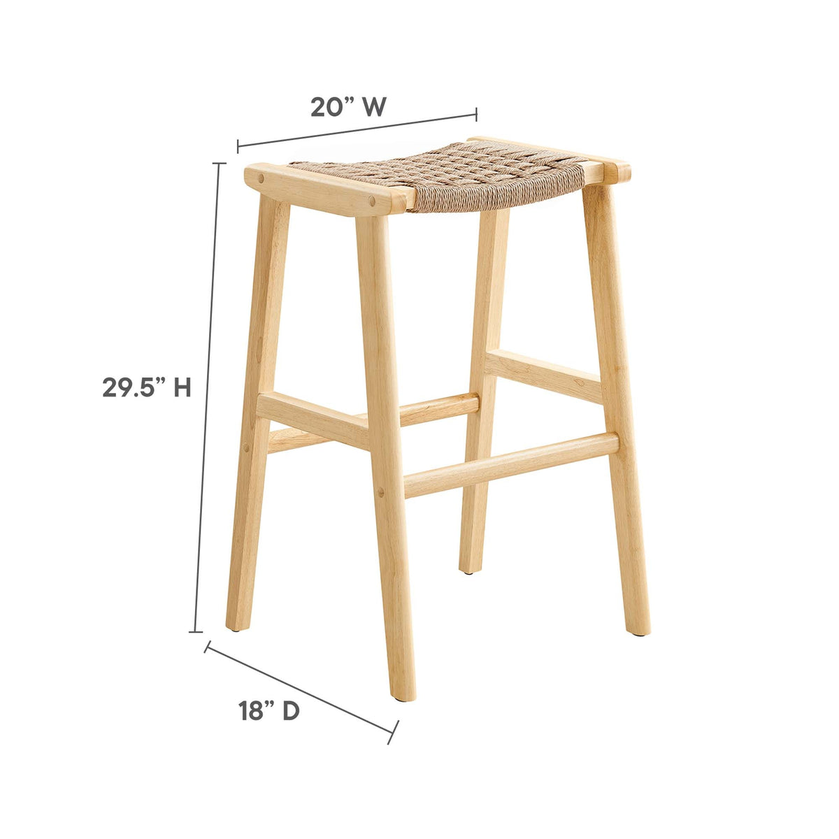 Saoirse Natural Woven Rope Wood Bar Stool (Set of 2)