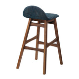 Juno Navy Fabric Wood Bar Stool (Set of 2)