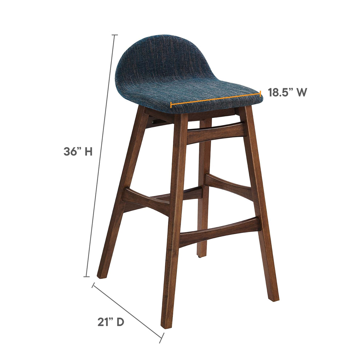 Juno Navy Fabric Wood Bar Stool (Set of 2)