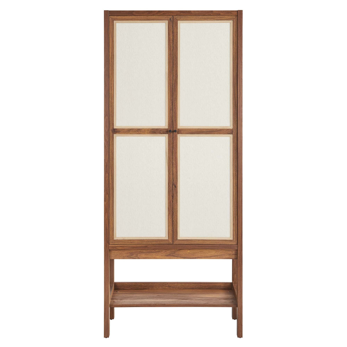 Capri Walnut Tall Wood Grain Standing Storage Cabinet