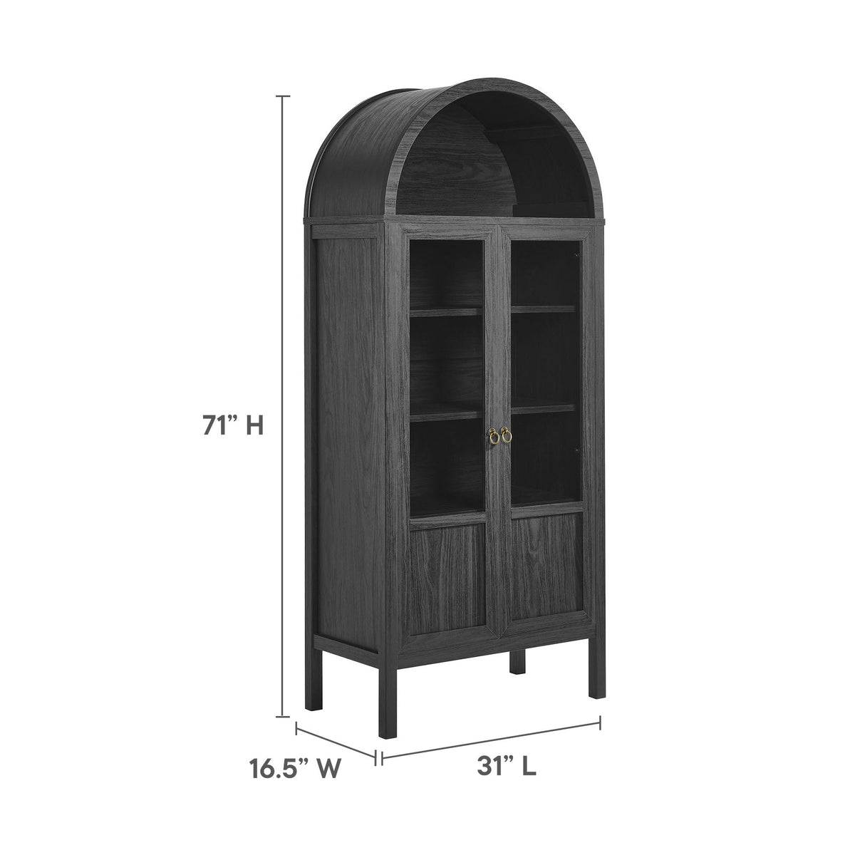 Tessa Black Tall Arched Storage Display Cabinet
