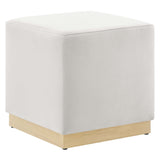 Tilden Alabaster/Natural 17" Square Performance Velvet Upholstered Ottoman