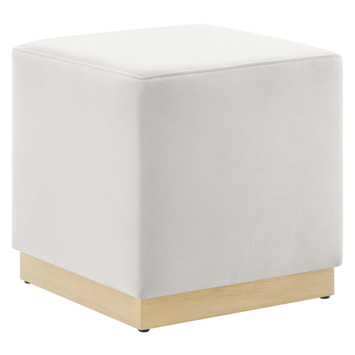 Tilden Alabaster/Natural 17" Square Performance Velvet Upholstered Ottoman