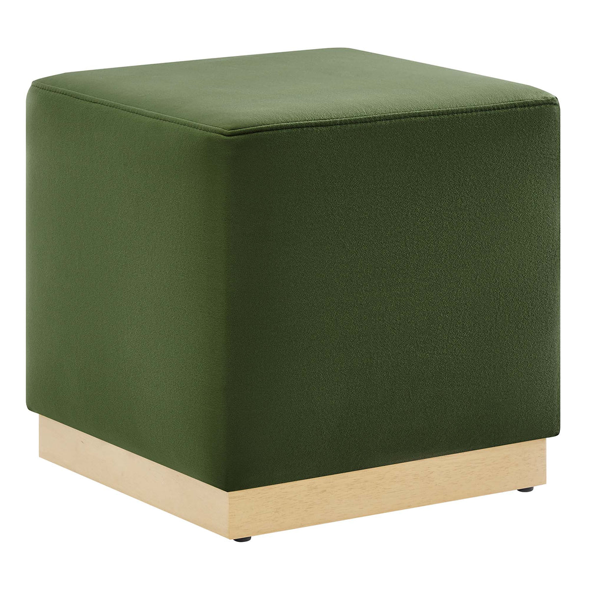 Tilden Moss Green/Natural 17" Square Performance Velvet Upholstered Ottoman