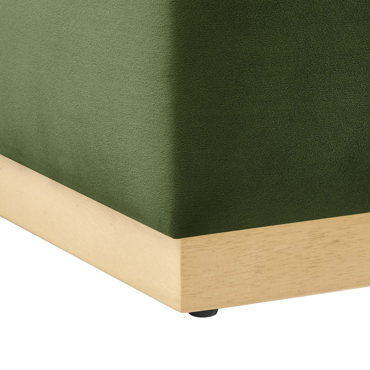 Tilden Moss Green/Natural 17" Square Performance Velvet Upholstered Ottoman