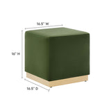 Tilden Moss Green/Natural 17" Square Performance Velvet Upholstered Ottoman
