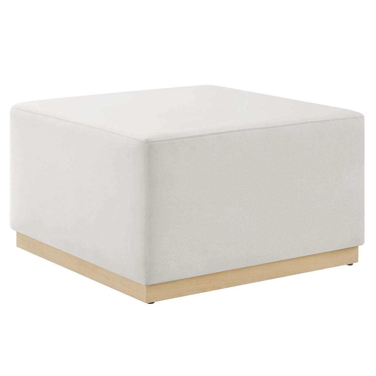 Tilden Alabaster/Natural Large 28" Square Performance Velvet Upholstered Ottoman