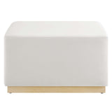 Tilden Alabaster/Natural Large 28" Square Performance Velvet Upholstered Ottoman