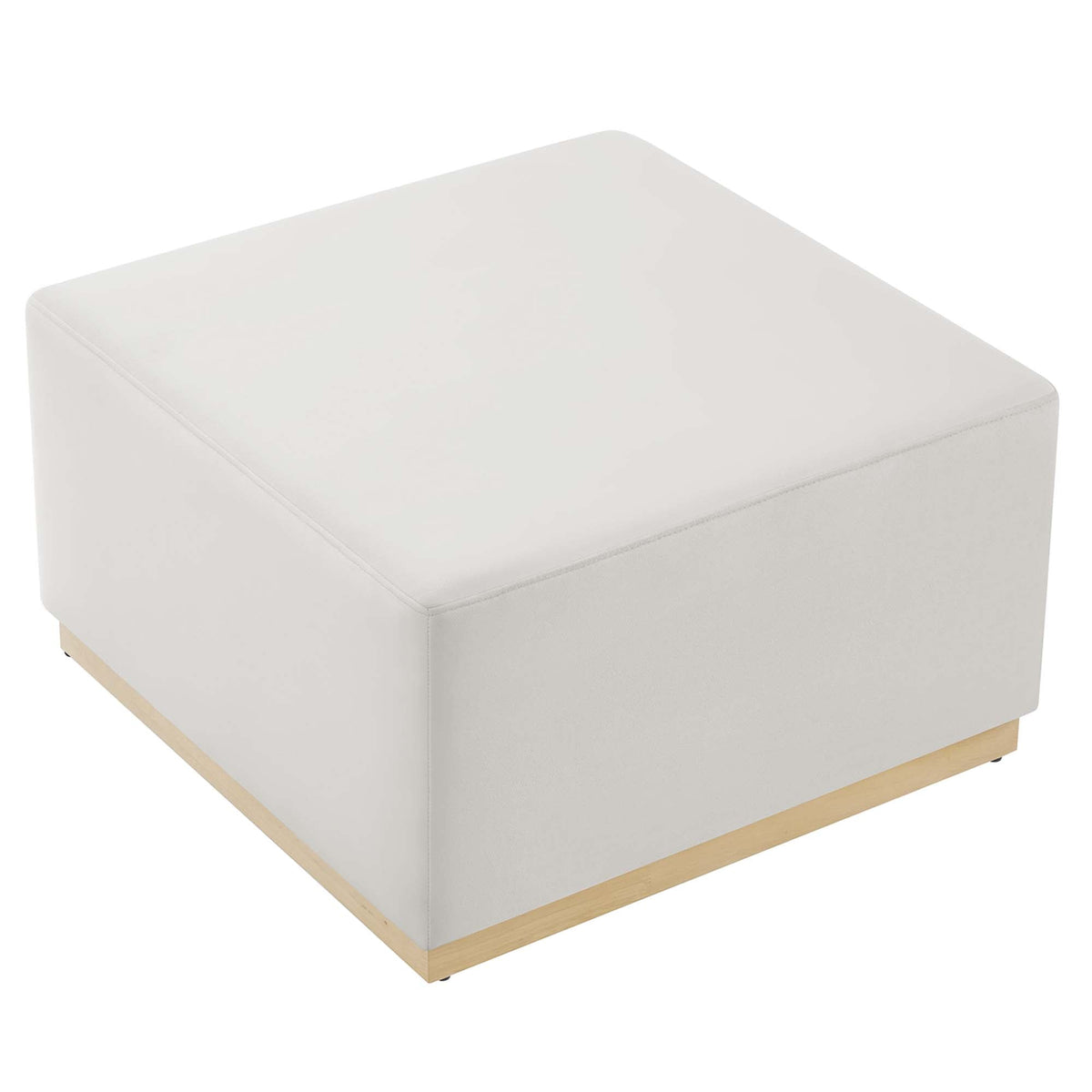 Tilden Alabaster/Natural Large 28" Square Performance Velvet Upholstered Ottoman