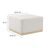 Tilden Alabaster/Natural Large 28" Square Performance Velvet Upholstered Ottoman
