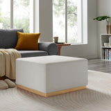 Tilden Alabaster/Natural Large 28" Square Performance Velvet Upholstered Ottoman