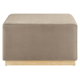 Tilden Taupe/Natural Large 28" Square Performance Velvet Upholstered Ottoman