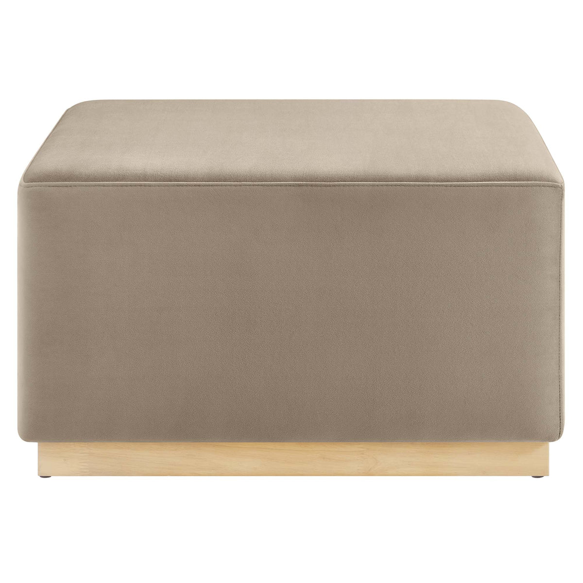 Tilden Taupe/Natural Large 28" Square Performance Velvet Upholstered Ottoman