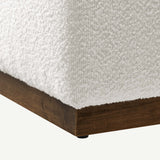 Tilden Cloud/Walnut Large 28" Square Boucle Upholstered Ottoman