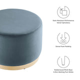 Tilden Cadet Blue/Natural Large 23" Round Performance Velvet Upholstered Ottoman