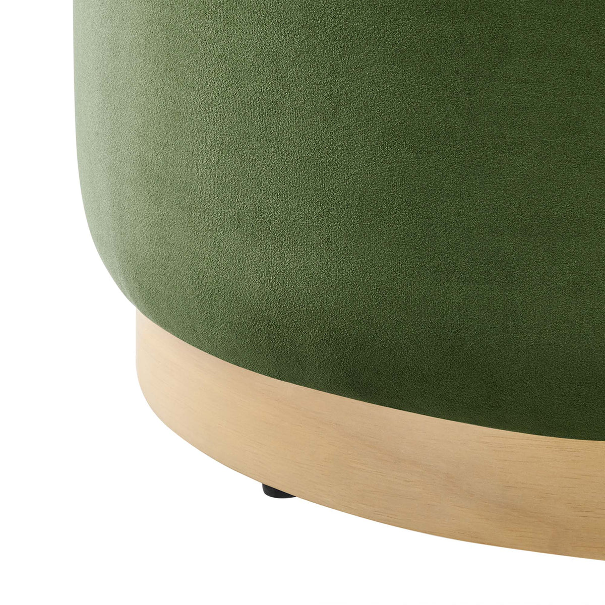 Tilden Moss Green/Natural Large 23" Round Performance Velvet Upholstered Ottoman