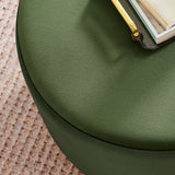 Tilden Moss Green/Natural Large 23" Round Performance Velvet Upholstered Ottoman