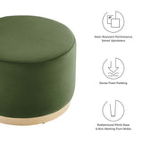 Tilden Moss Green/Natural Large 23" Round Performance Velvet Upholstered Ottoman