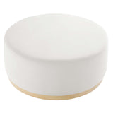 Tilden Alabaster/Natural Large 38" Round Performance Velvet Upholstered Ottoman