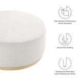 Tilden Alabaster/Natural Large 38" Round Performance Velvet Upholstered Ottoman