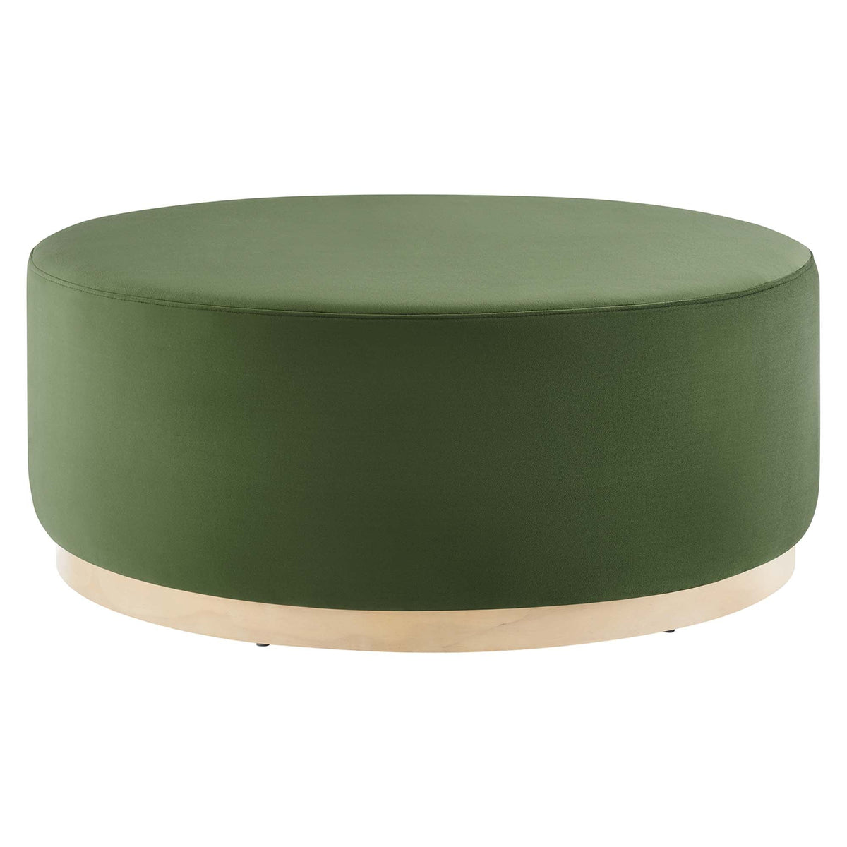 Tilden Moss Green/Natural Large 38" Round Performance Velvet Upholstered Ottoman