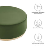 Tilden Moss Green/Natural Large 38" Round Performance Velvet Upholstered Ottoman
