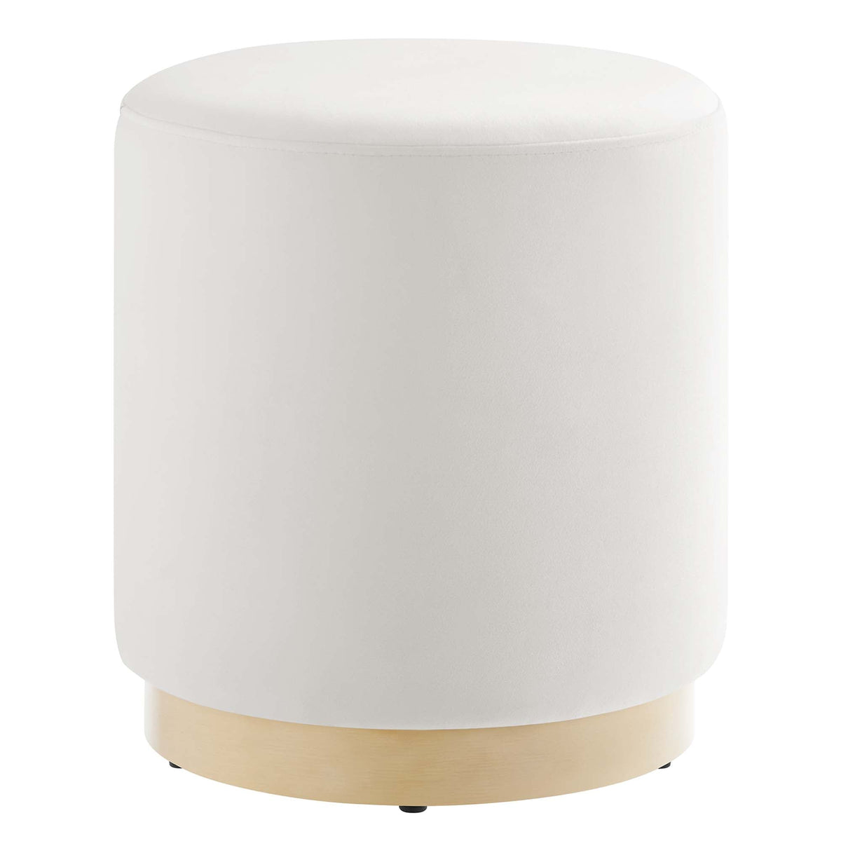 Tilden Alabaster/Natural 16" Round Performance Velvet Upholstered Ottoman