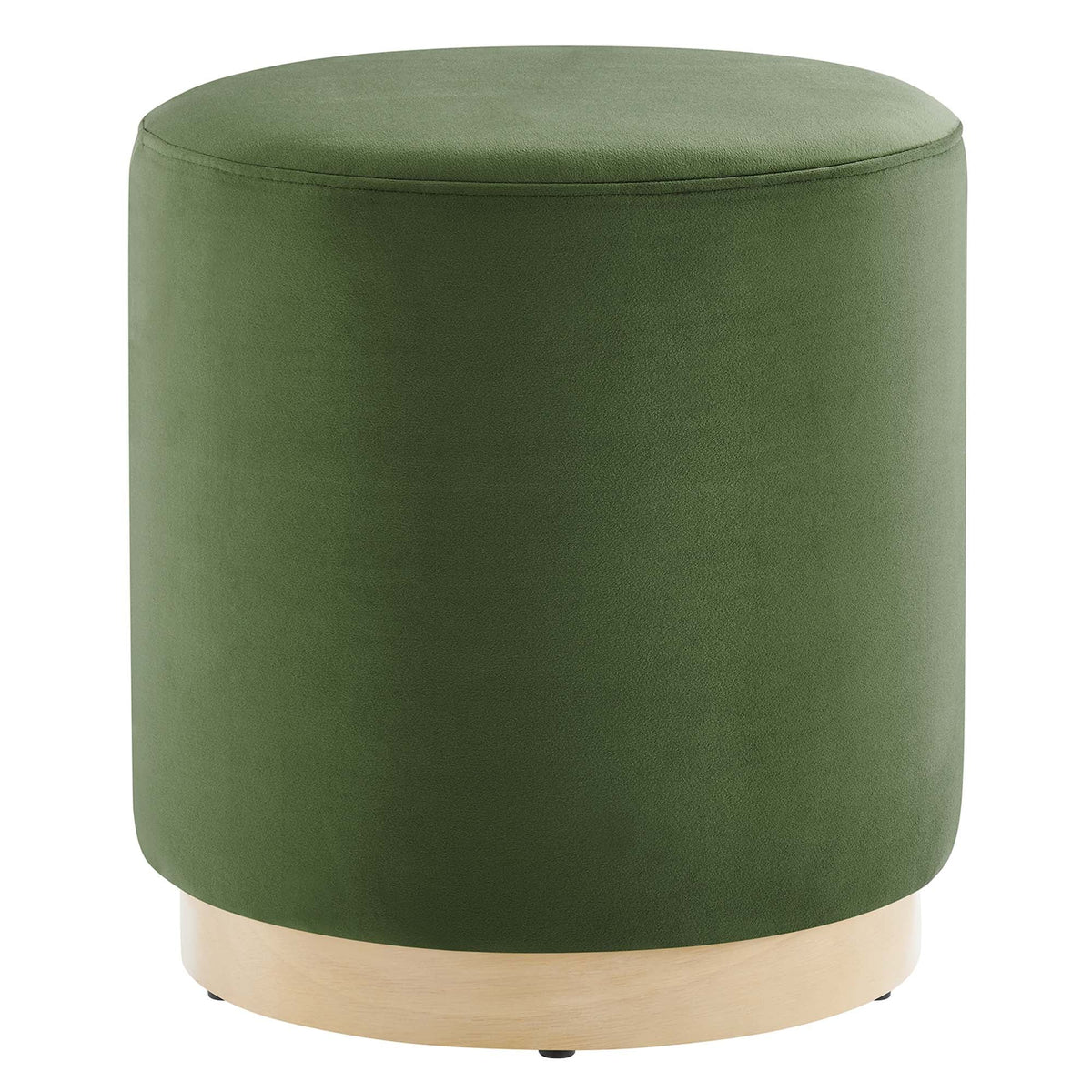 Tilden Moss Green/Natural 16" Round Performance Velvet Upholstered Ottoman