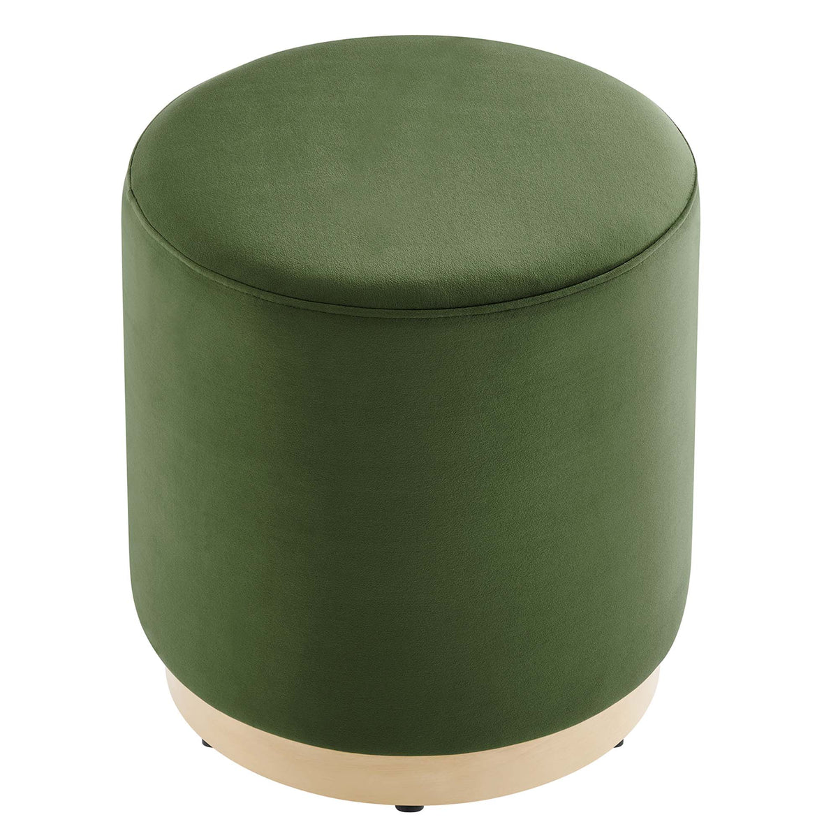 Tilden Moss Green/Natural 16" Round Performance Velvet Upholstered Ottoman