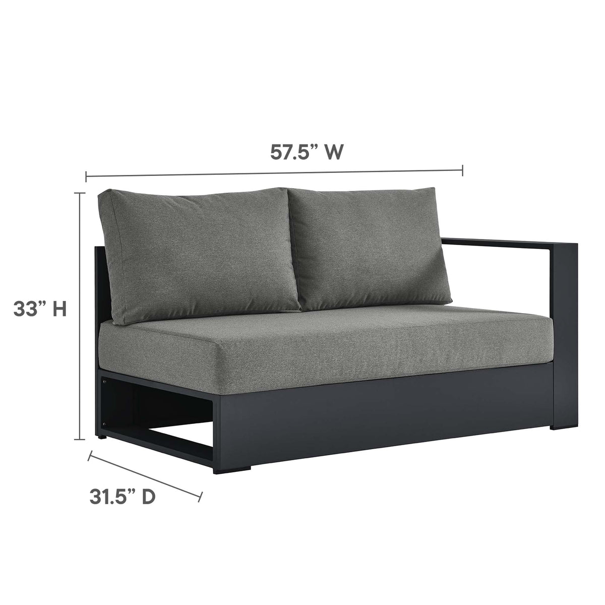 Tahoe Gray/Charcoal 3-Piece Outdoor Patio Powder-Coated Aluminum Sectional Sofa Set