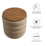 Mezzo Taupe Round Performance Velvet Storage Ottoman