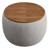 Perla Weave Wheat Woven Heathered Fabric Upholstered Storage Ottoman