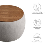 Perla Weave Wheat Woven Heathered Fabric Upholstered Storage Ottoman