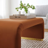 Koda Brass/Rust Performance Velvet Waterfall Ottoman
