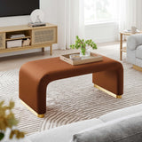 Koda Brass/Rust Performance Velvet Waterfall Ottoman