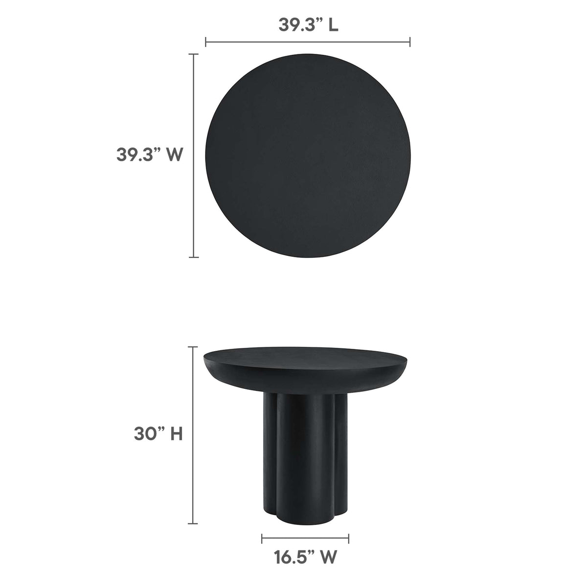 Caspian Black 40" Round Concrete Dining Table