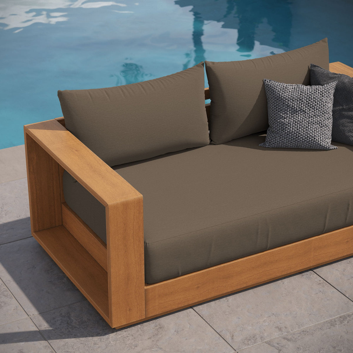 Tahoe Natural/Cocoa Acacia Wood Outdoor Patio Acacia Wood Loveseat