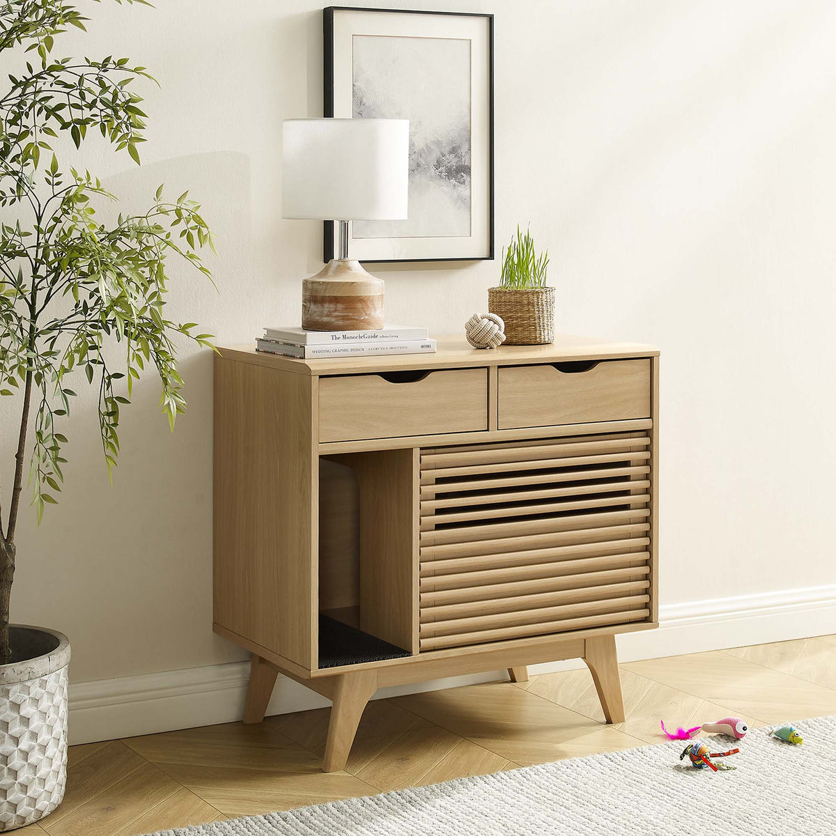 Render Oak Cat Cabinet