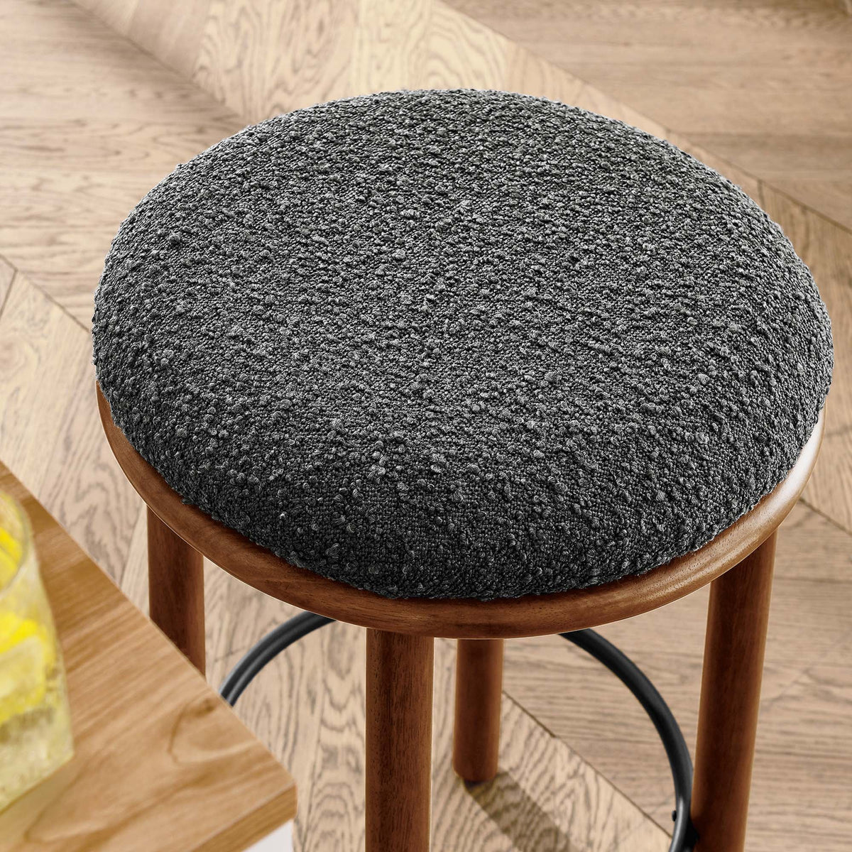 Fable Walnut/Charcoal Boucle Fabric Counter Stools (Set of 2)