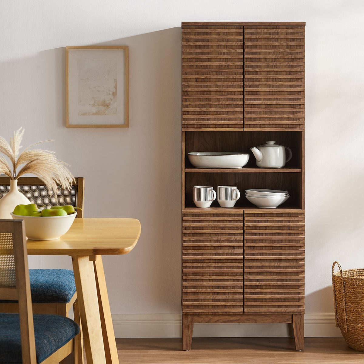 Render Walnut Tall Bathroom Storage Cabinet