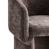 Verity Chocolate Brown Barrel Back Chenille Dining Armchair