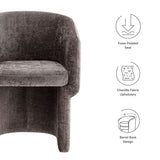 Verity Chocolate Brown Barrel Back Chenille Dining Armchair